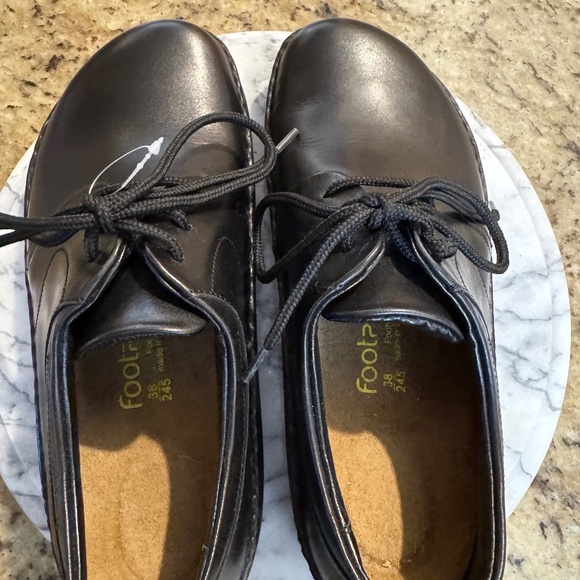 Birkenstock Footprints Black Leather Lace Up Oxfords EU 38